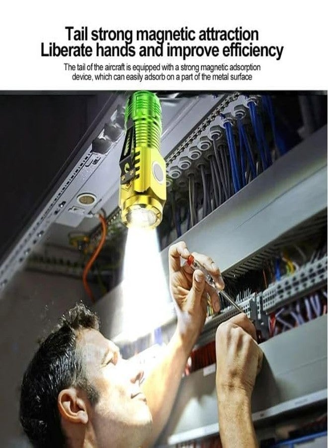 ستار ورك مصباح يدوي صغير من STAR WORK، إضاءة عالية مع كابل USB، مصباح LED يدوي، مصباح جيب، مصباح يدوي قابل لإعادة الشحن للتخييم والسفر. (أصفر وأخضر) - Image 4